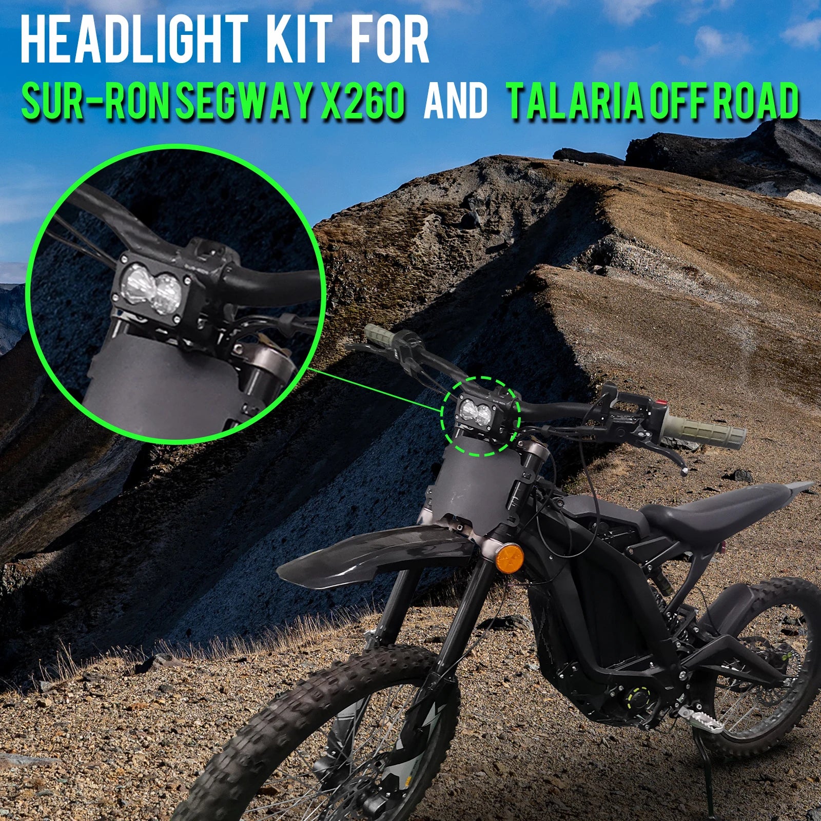 20W Headlight Switch White Spot Flood Led Pod Combo Kit for Sur Ron Sur-Ron Surron Segway Talaria Plug N Play Waterproof